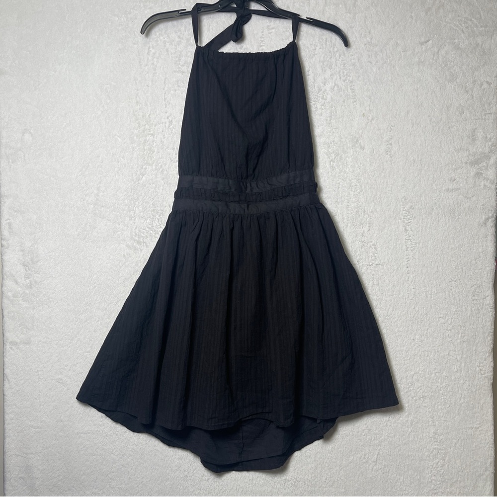 wild fable Black Halter Smocked-Waist Mini